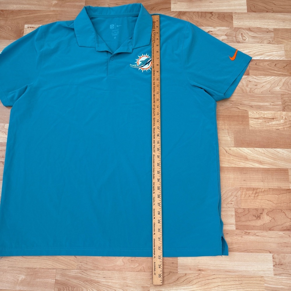 Nike NFL Miami Dolphins Dri-FIT Polo Shirt Mens XXL Aqua Teal Short Sleeve‎ - Picture 6 of 8